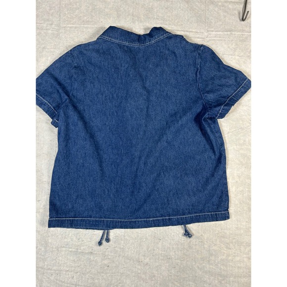 Studio Ease Denim Shirt Women's Size 1X Short Sleeve with Collar and Pockets - Picture 6 of 7